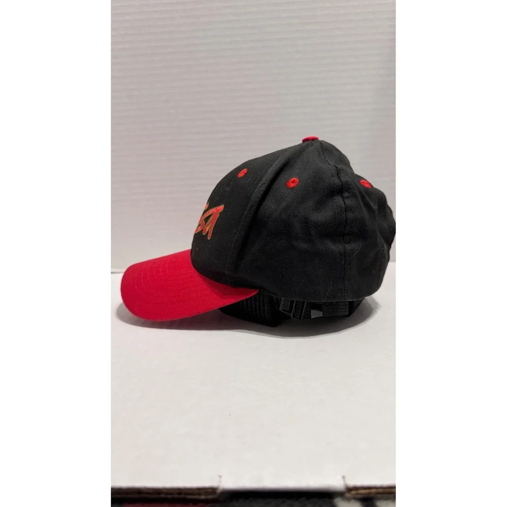 Brimz Snapback Hat Black Red Script Embroidery Crest Logo Baseball Cap Mens OSFM